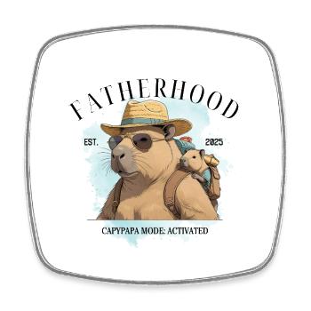 Fatherhood EST. 2025 – Capypapa Mode Activated - Viereckiger Kühlschrankmagnet - Weiß - Vorne