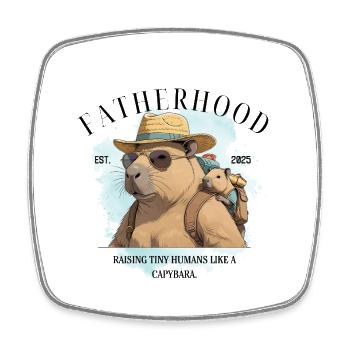 Fatherhood 2025 Raising Tiny Humans Like Capybara - Viereckiger Kühlschrankmagnet - Weiß - Vorne