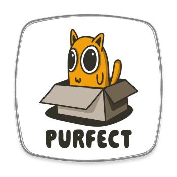 Purrfect Orange Katze in Box - süßes Kätzchen-Design - Viereckiger Kühlschrankmagnet - Weiß - Vorne
