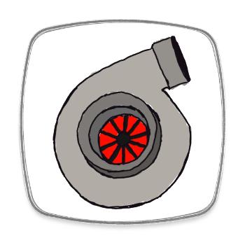 Turbo - Viereckiger Kühlschrankmagnet - Weiß - Vorne