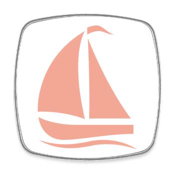 Minimalistische Segelboot Silhouette Nordsee - Viereckiger Kühlschrankmagnet - Weiß - Vorne