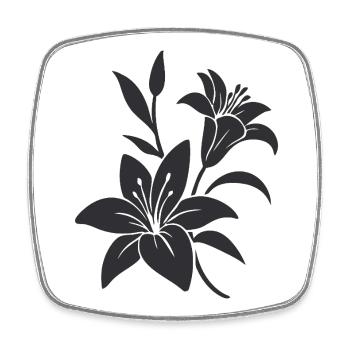 Elegante monochrome florale Illustration - Viereckiger Kühlschrankmagnet - Weiß - Vorne