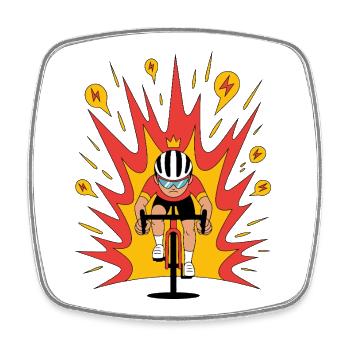 Angriffsmodus Radfahrer Krone Karikatur - Viereckiger Kühlschrankmagnet - Weiß - Vorne