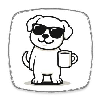 Coffee Pup - Square fridge magnet - white - Front