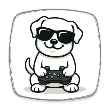 Gamer Pup - Square fridge magnet - white - Front
