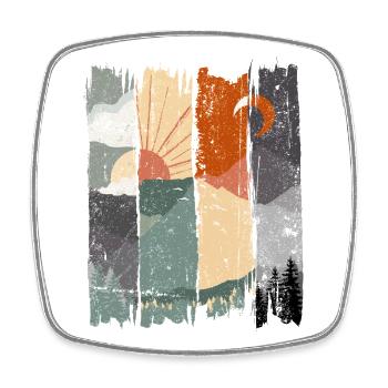Abstract Sunset Landscape Illustration - Square fridge magnet - white - Front
