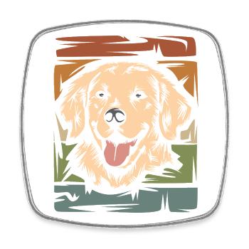 retro golden retriever and labrador dog icon - Square fridge magnet - white - Front