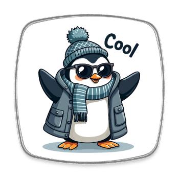 Coolguin - le pingouin cool - Magnet carré - blanc - Devant