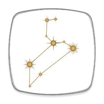 Constellation d’étoiles Signe de naissance du zodiaque Lion Doré - Magnet carré - blanc - Devant