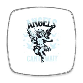 Engel T-Shirt Unisex Angels Can’t Wait VintageTee - Viereckiger Kühlschrankmagnet - Weiß - Vorne
