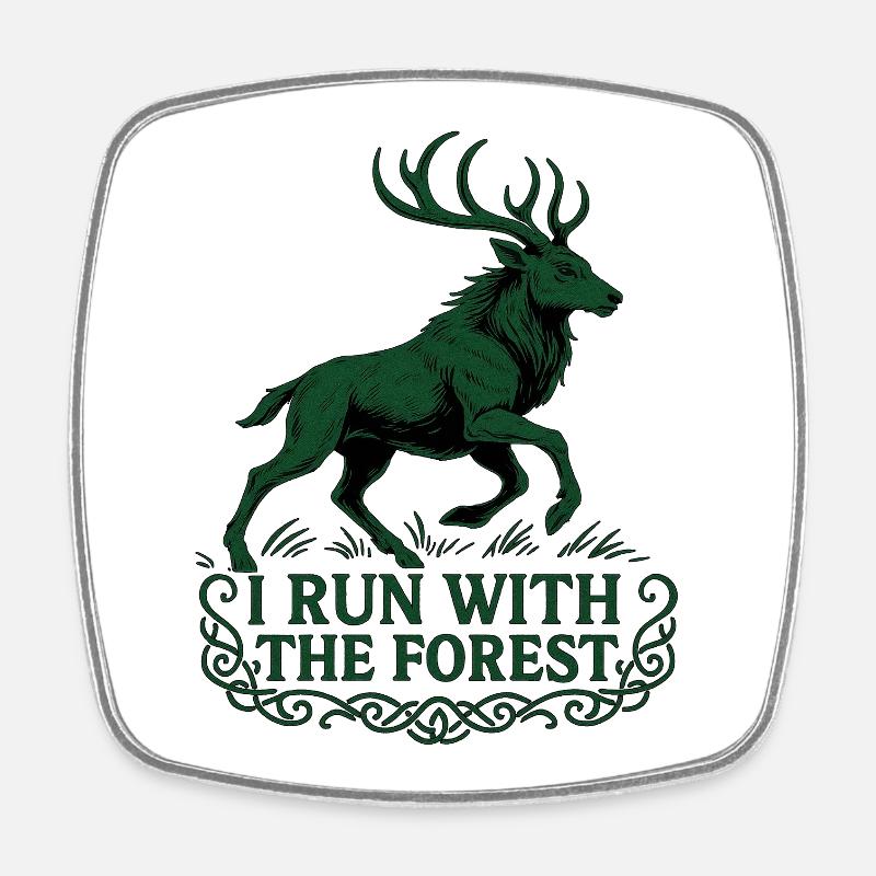 Cerf majestueux avec message sur la forêt - Magnet carré - blanc