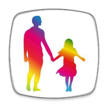 Père et fille main dans la main - Magnet carré - blanc - Devant