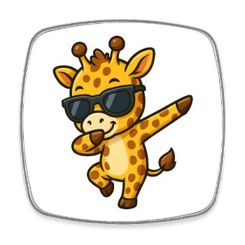 Süße Giraffe Dabbing Sonnenbrille Safari Kinder - Viereckiger Kühlschrankmagnet - Weiß - Vorne