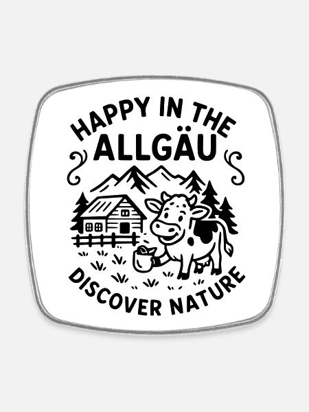 HappyAllgaeu - Magnet carré - blanc