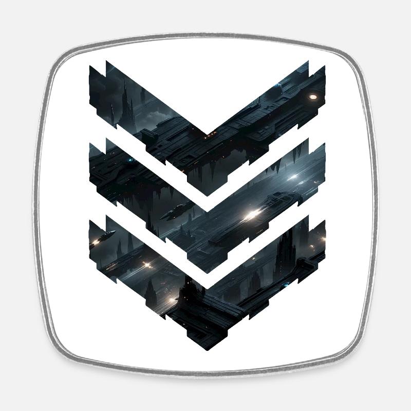 Couches de stations spatiales de science-fiction futuriste – Dark City - Magnet carré - blanc
