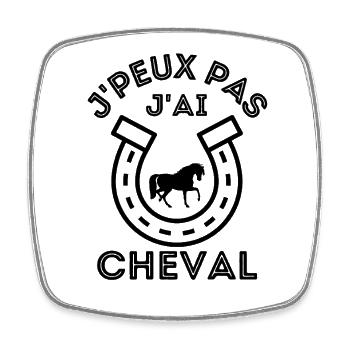 Je peux pas j'ai cheval  - Magnet carré - blanc - Devant