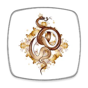 Serpent avec couronne – symbole plein de grâce et de puissance - Magnet carré - blanc - Devant