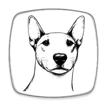 Bullterrier Umrisse - Viereckiger Kühlschrankmagnet - Weiß - Vorne