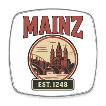 Mainz Skyline-Vintage City Design - Square fridge magnet - white - Front