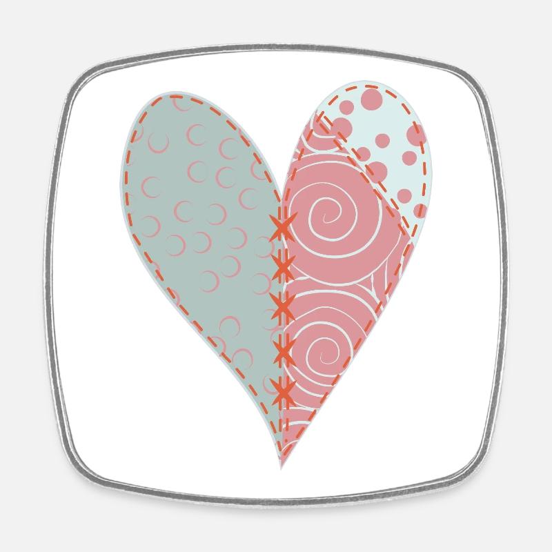 Patchwork Heart No3 - Square fridge magnet - white