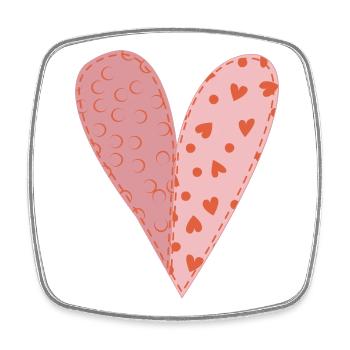 Patchwork Herz Nr. 9 - Viereckiger Kühlschrankmagnet - Weiß - Vorne