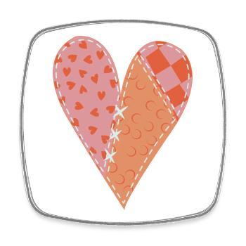 Patchwork Heart No10 - Square fridge magnet - white - Front