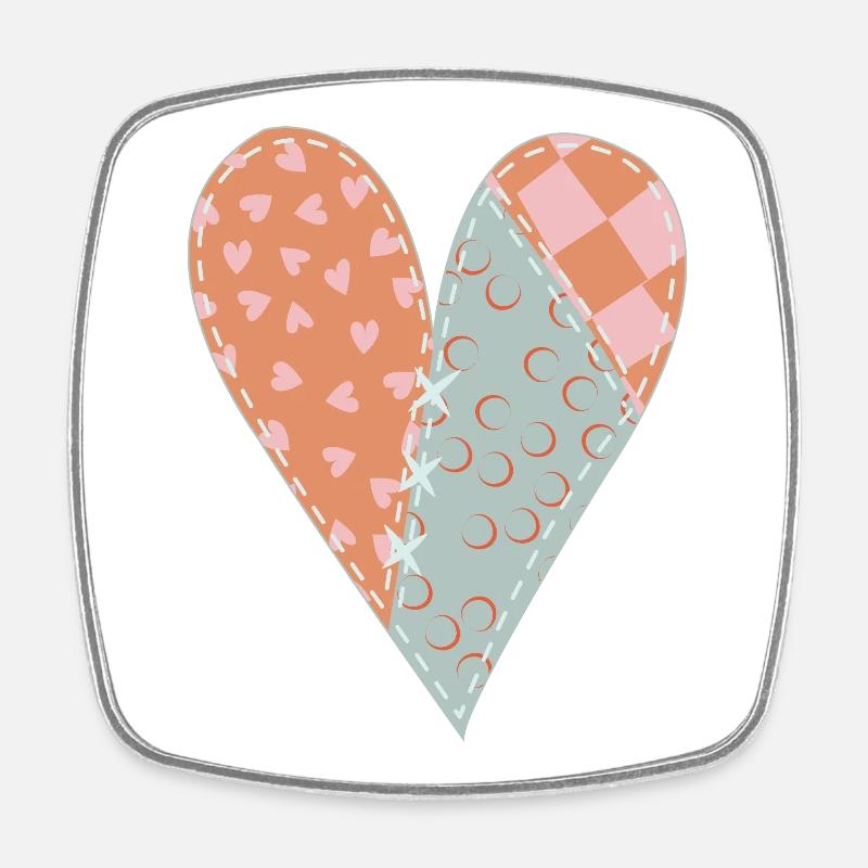 Patchwork Heart No8 - Square fridge magnet - white