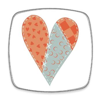 Patchwork Herz Nr. 12 - Viereckiger Kühlschrankmagnet - Weiß - Vorne