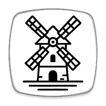 logo moulin artisan boulanger - Magnet carré - blanc - Devant