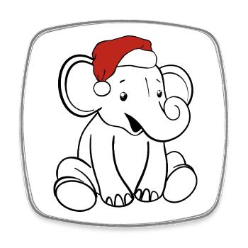 Éléphant Bébé Noël - Magnet carré - blanc - Devant