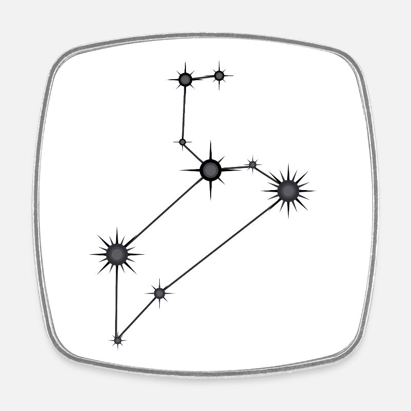 Leo Star Constellation Zodiac Sign Black & Gray - Square fridge magnet - white