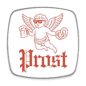 Kunstvoller Kerle mit Bier und Brezel - Viereckiger Kühlschrankmagnet - Weiß - Vorne