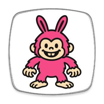Rabbit Monkey - Square fridge magnet - white - Front