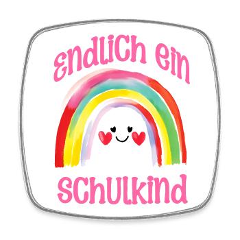 Einschulung Schulkind Regenbogen Mädchen Spaß - Viereckiger Kühlschrankmagnet - Weiß - Vorne