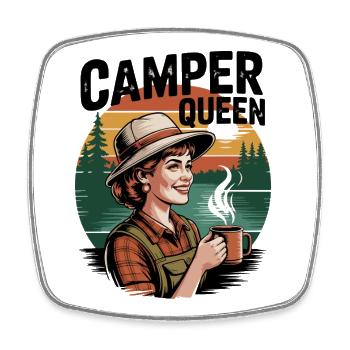 Camping Queen Break Vintage - Square fridge magnet - white - Front