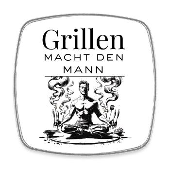 Meditatives grillen - Flame Grill Grillmeister  - Viereckiger Kühlschrankmagnet - Weiß - Vorne