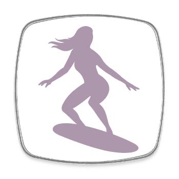 Planche de surf minimaliste Surf Eau Été - Magnet carré - blanc - Devant