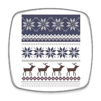 Winter Reindeer and Snowflakes Pattern - Square fridge magnet - white - Front