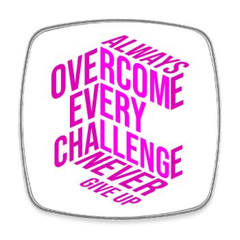 Never give up - Square fridge magnet - white - Front