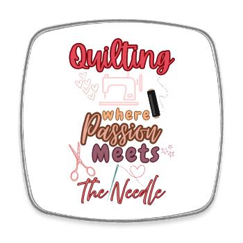 Passionate Quilting Heart Design - Square fridge magnet - white - Front
