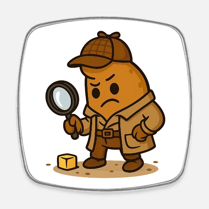 Detective Kipferl - Square fridge magnet - white