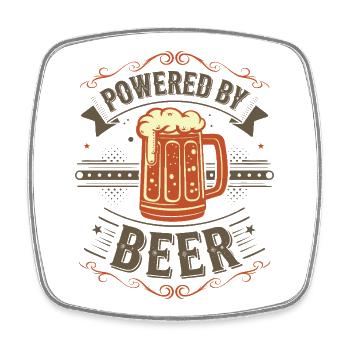 Energie- und Vintage-Bierdesign - Viereckiger Kühlschrankmagnet - Weiß - Vorne