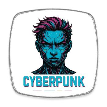 Cyberpunk Digital Avatar Design - Viereckiger Kühlschrankmagnet - Weiß - Vorne