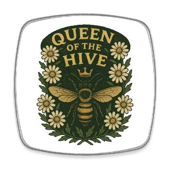 Queen of the Hive Floral Badge - Square fridge magnet - white - Front