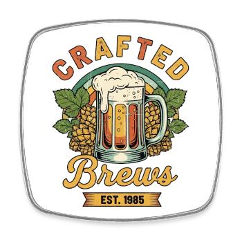 Crafted brews - Square fridge magnet - white - Front
