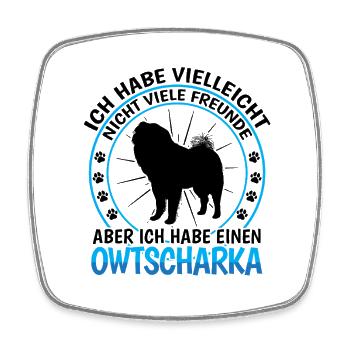 Caucasian Ovcharka is a friend - Square fridge magnet - white - Front