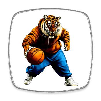 Tiger Basketball - Viereckiger Kühlschrankmagnet - Weiß - Vorne