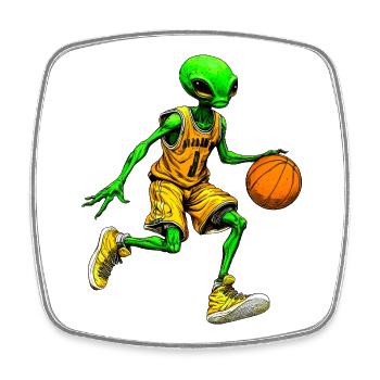 Basketballer Alien - Viereckiger Kühlschrankmagnet - Weiß - Vorne