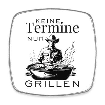 Grill instead of calendar – freedom only grilling - Square fridge magnet - white - Front