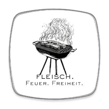 Barbecue evening with smoke and freedom - Square fridge magnet - white - Front